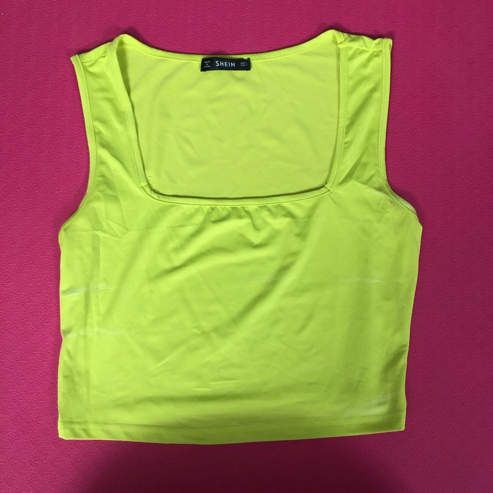 Shein neon square neck crop top